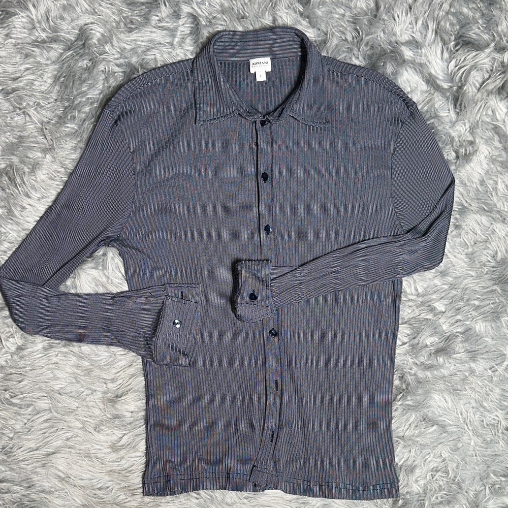 Armani Collezioni Men's Gray Button-Down Shirt